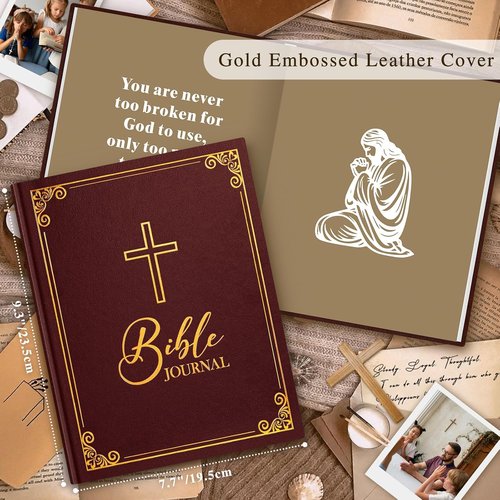 Lanpn Bible Prayer Journal - 91-Day Christian Devotional Notebook for Men | Brown Leather Hardcover