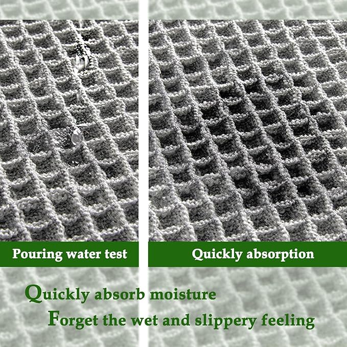 ZALL Grey Waffle Bath Mat,Super Absorbent Non Slip Bathroom Rug,Gray 17x24 inch,Machine Washable Ultra Soft Floor Mats