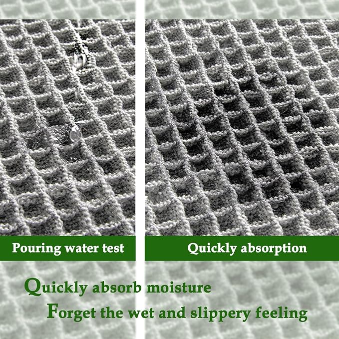 ZALL Grey Waffle Bath Mat,Super Absorbent Non Slip Long Bathroom Runner Rug,Gray 24X72inch,Machine Washable Ultra Soft Floor Mats