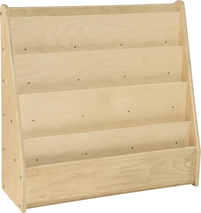 Contender Book Display for Daycare, Classroom, Preschool, Kids Single-Side Bookcase Stand, 5 Shelf Book Display with Rear Storage, 30-inch Width, Fully Assembled, Made in USA