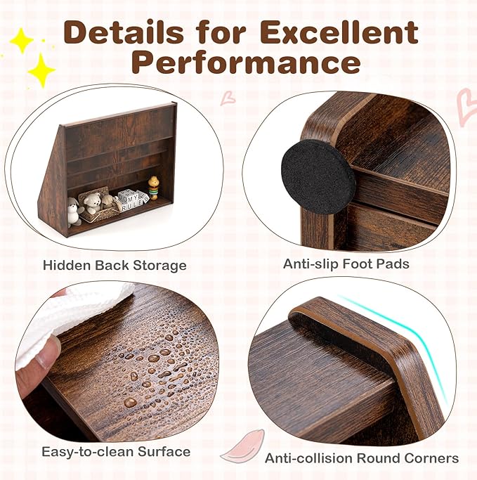 HONEY JOY Kids Bookshelf, 5-Tier Wooden Toddler Bookcase, Children Book Rack & Magazine Display Shelf, Toy Storage Organizer, Book Shelf for Kids Rooms, Playroom, Nursery, Classroom (Rustic Brown)