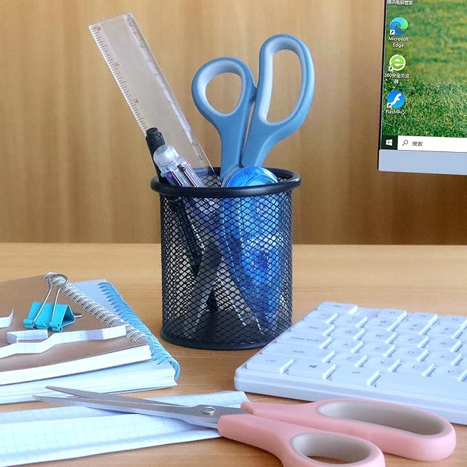 LONGKEY Scissors 8.5 Inch scissors all purpose Bulk Set of 3, Scissors for Office Home School Craft Supplies, Soft Comfort-Grip Right/Left Hand