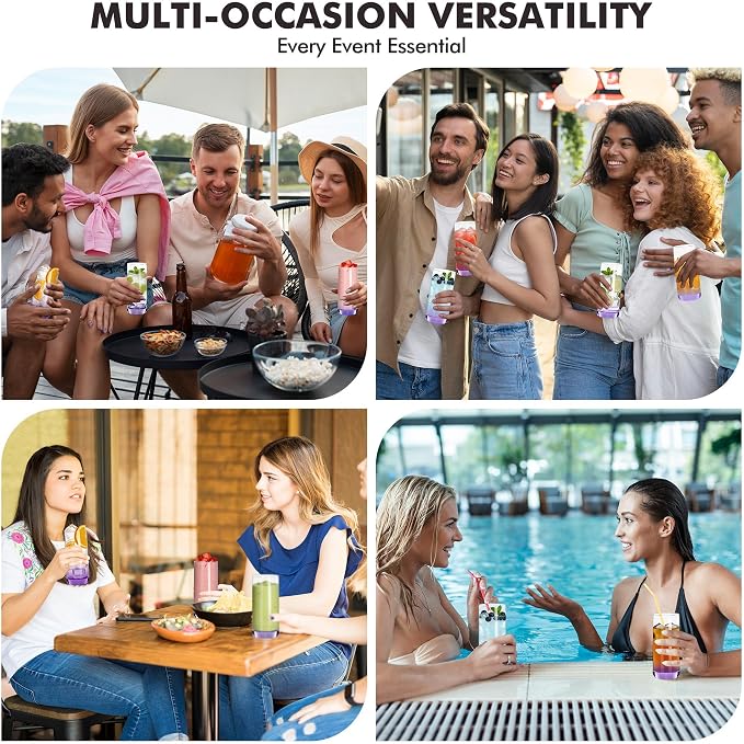 Purple Highball Glasses Set of 6, 13oz Drinking Glass Cups for Mixed Drink Cocktail, Beer, Mojito, Water and Juice,Thick Tall Crystal Glassware for Kitchen, Restaurant, Home Bar and Parties