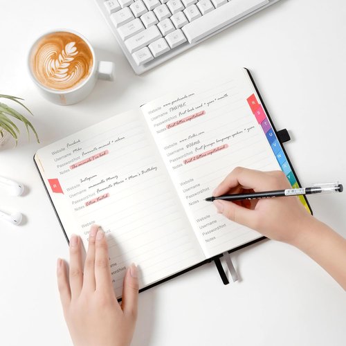 Password Keeper Book - Organized Internet Login Log with Colorful Tabs | 5.7" x 8.4" Hardcover, Dark Brown