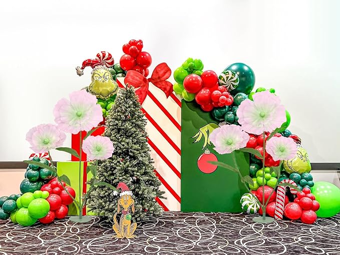 Artificial Giant Huge Flowers 5.57FT 3D Large Faux Floral Green Pink Big Flowers for Wedding Birthday Party Shop Window Display Arrangement Event Decorations