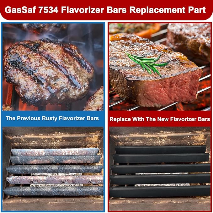 GasSaf 21.5 Flavorizer Bars 7534 for Weber Spirit 200, E/S200 E/S-210, Spirit 500, Genesis Silver A with Side 2-Burner Grills, 5-Pack Black Porcelain Steel Flavor Bars for Weber 7535 65902 Grill Parts