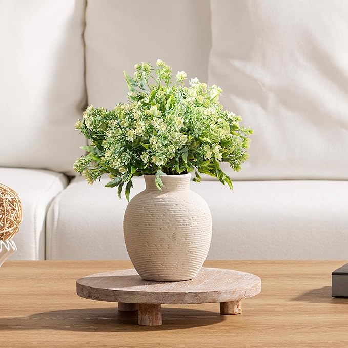 Ceramic Flower Vase Home Decor - Small Farmhouse Table Vases Rustic Vintage Living Room Kitchen Bedroom Decorations for House Book Shelf Office Coffee Desk Dining Fireplace (6" Rustic)