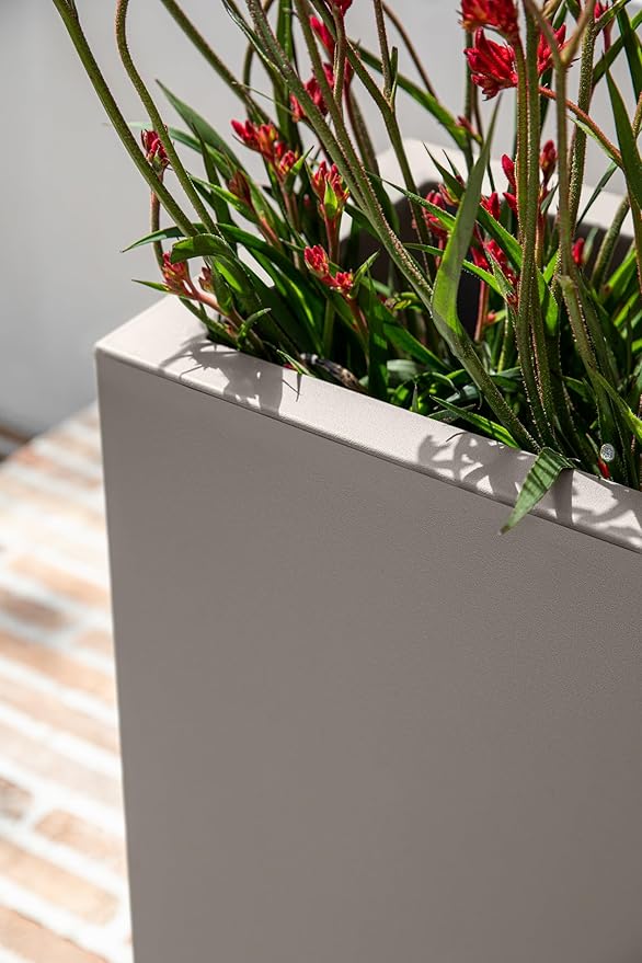Veradek Block Series Span Plastic Planter - Tall Rectangular Planter for Indoor or Outdoor Patio/Porch, Gray, 24.25 in Height, 12 in Width, 30 in Length