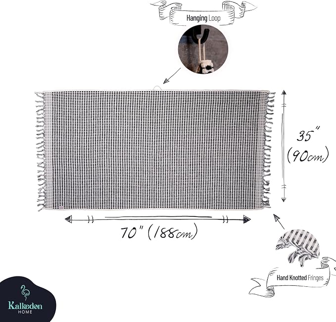 Organic Turkish Cotton Hand Towels for Bathroom | Oversized - 70.00" x 35.00" | Large Soft Plush Fluffy Highly Absorbent Towels for Kitchen, Hand and Face (Black, Bath Towel)