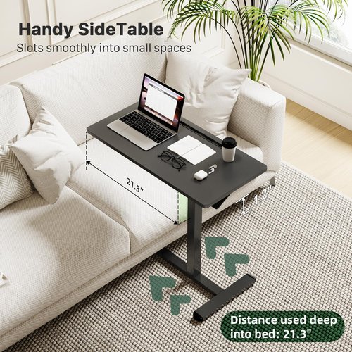 Gibbon Mounts Mobile Standing Desk - Pneumatic Adjustable Rolling Desk (31.5 Inches) | Portable Laptop Table for Home & Office - Black