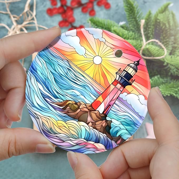Christmas Ornament, Jocidea Lighthouse Christmas Decorations, Christmas Tree Ornament, Holiday Decor and Xmas Gifts Ideas