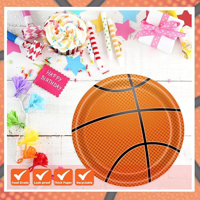 T-Antrix 40 Pcs Basketball Plates And Napkins Party Supplies, Basketball Birthday Decorations Disposable Paper Tableware Set Party Favors for Kids Serves 20