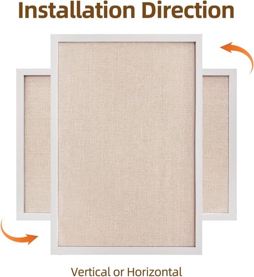 Regine Switzerland 24'' x 36'' Linen Bulletin Board - Large White Oak Frame Corkboard for Vision & Decor