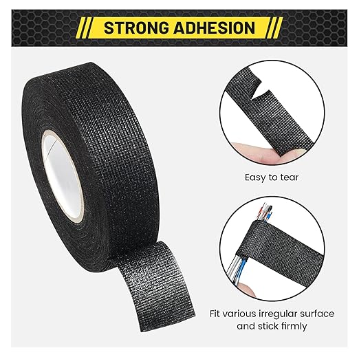 Oyviny 2 Rolls Wire Harness Cloth Tape 1 Inch x 50 Feet Automotive Electrical Tape Self-Adhesive High Temp Anti Abrasion Wire Loom Tape for Engine Harness Wrap Protection Insulation