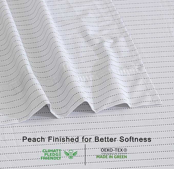 RUVANTI 100% Organic Cotton Sheets King Size, Percale Weave, GOTS Certified, 4-Piece Set, Deep Pocket 15", Crisp & Breathable, Soft Durable Bedding, Sábanas Algodón Orgánico – Construction Line