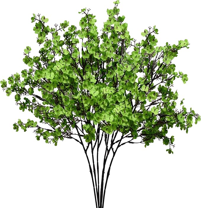 Mandy's Green Artificial Baby’s Breath European Flowers 6 Bundles Silk Gypsophila with Bendable Stems for Fall Thanksgiving & Christmas Centerpiece Wedding Decor and Table Arrangements