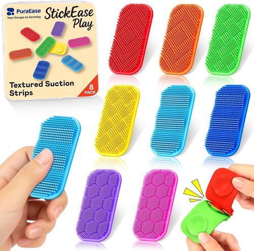 Bristle Tactile Sensory Calm Strips - Soft & Gentle Suction Cup Fidget Toys for Kids | 8PC Set for Autism & ADHD Relief