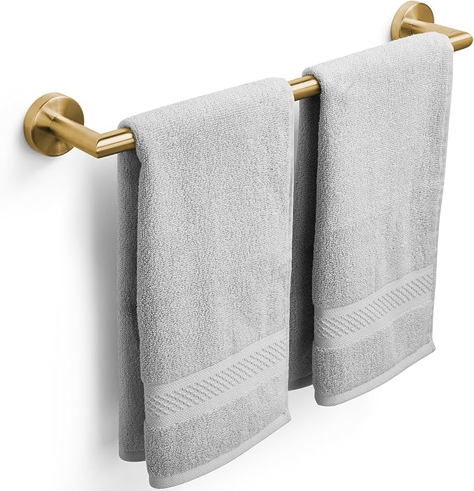 Brushed Gold Bath Towel Bar 18 Inch Bathroom Towel Rack Wall Mounted Towel Holder Modern Home Decor Towel Rod Bathroom Hardware Gold Towel Hanger Towel Rail Towel Shelf Single Towel Bars Brushed Brass
