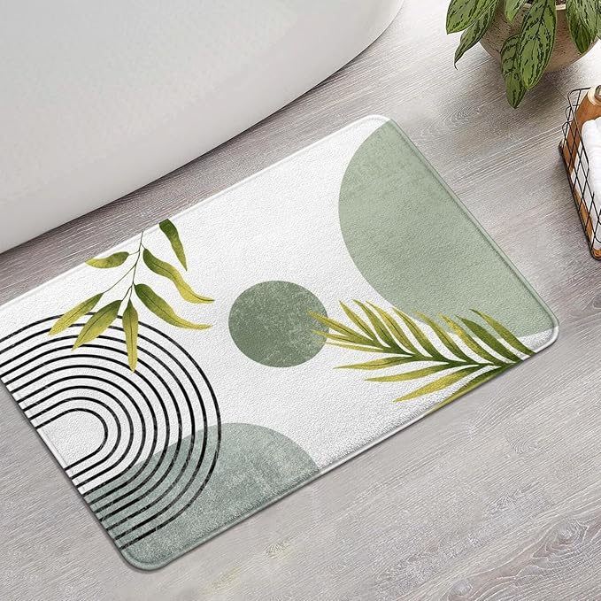 Bathroom Rugs Non-Slip Boho Bath Mat, Small Cute Bath Mat Soft Washable Bathmat Shower Rug for Bathtub Boho Decor