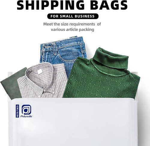 POLYSELLS Poly Mailers - 500 Pcs 12x15.5 Inches White & Silver Shipping Envelopes | Waterproof & Tear-Resistant