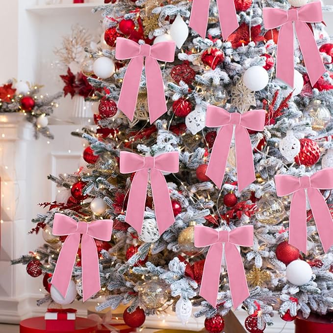 10 Yards Pink Velvet Ribbon 1 1/2 Inch for Christmas Tree,Light Pink Velvet Christmas Ribbon for Gift Wrapping Crafts Bow Wreath Holiday Decorations (Pink)