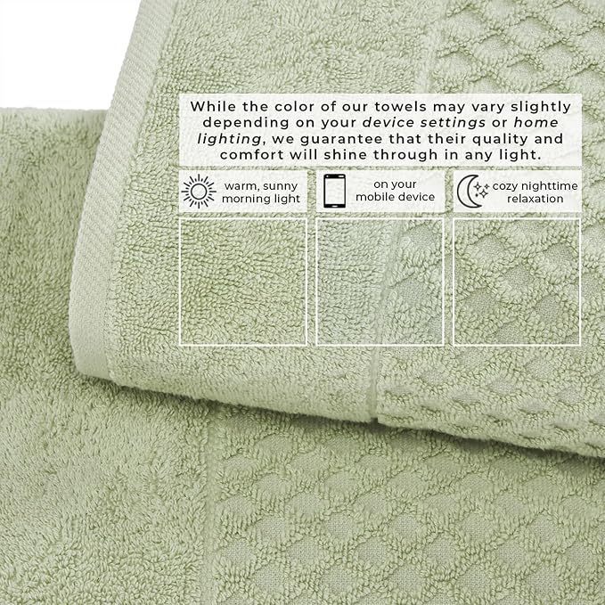 Great Bay Home Bath Towels - 100% Cotton 6 Piece Bath Sheet Set - Diamond Waffle Weave - Absorbent, Durable, Quick-Dry Towels for Bathroom (Pale Green)