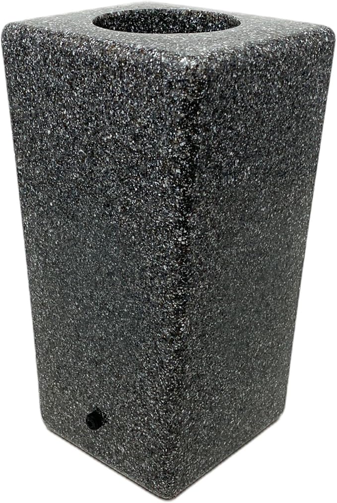 OPTIMUM Square Memorial Cemetery Flower Vase - Plastic (Black Granite) with Metal Ground Spike, Grave Marker, Decorations for Gravesite, Headstone Flowers Holder, Garden Lawn & Yard