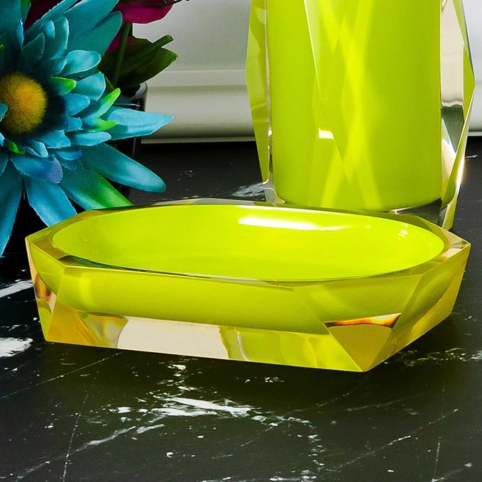 Faceted Soap Dish, Durable Resin, Smooth, Easy to Clean, for Stylish Bathroom Décor, Glitter, 4x5, Sold Individually