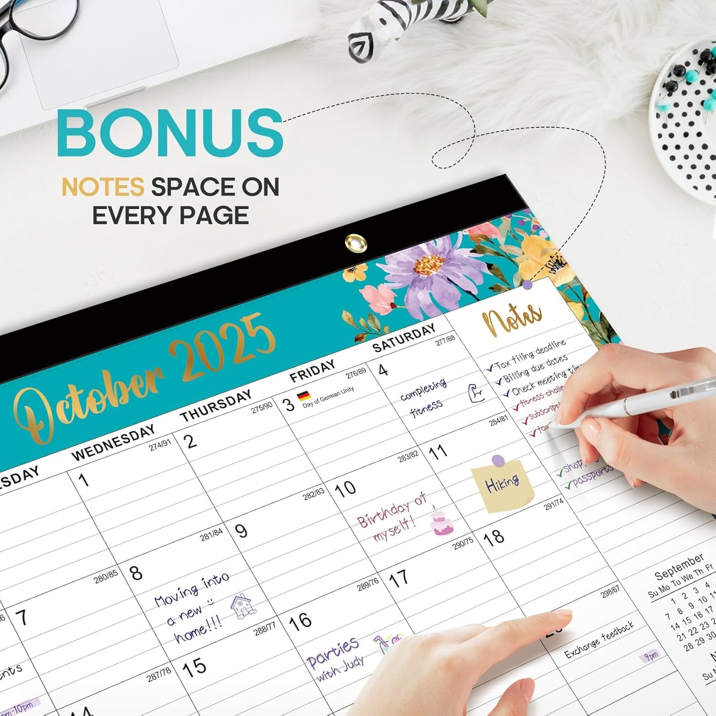 Skiennix Desk Calendar 2025-2027 | Stylish Design with Gel Pen Included