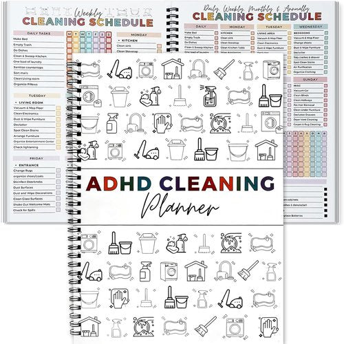 ADHD Cleaning Planner - Reusable Schedule & Checklist Organizer for Stress-Free Home Management