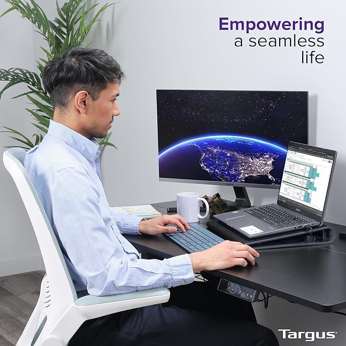 Targus 17 Inch Dual Fan Lap Chill Mat - Soft Neoprene Laptop Cooling Pad for Heat Protection, Fits Most 17" Laptops and Smaller - USB-A Connected Dual Fans for Heat Dispersion (AWE55US)