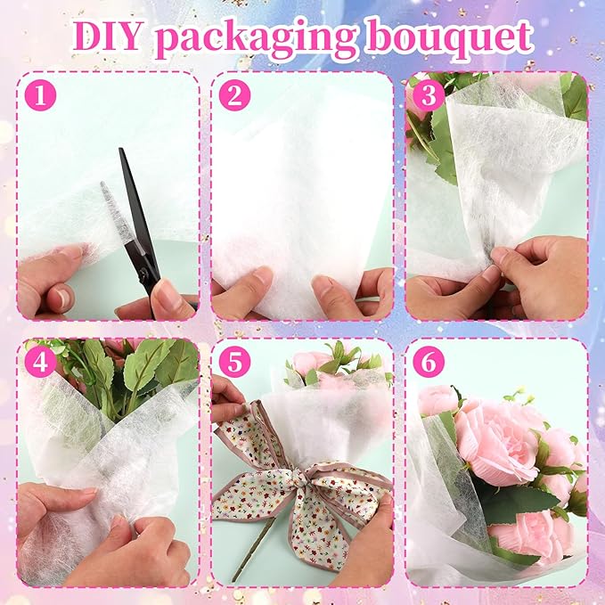 80 Sheets Tissue Flower Wrapping Paper - Milky White 11.8"x11.8" Non-woven Waterproof Floral Bouquet Wraps with Removable Lining Paper for Florist Packaging, Bouquet Arrangement & Gift Bouquets