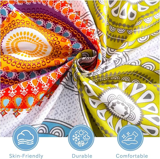 Bedlifes Queen Size Extra Deep Pocket Sheet Sets - Fits Mattresses Up to 18-24" Thick, 4-Piece Microfiber Set with 1800 Thread Count, Soft, Smooth, Breathable, Featuring Mandala Patterned