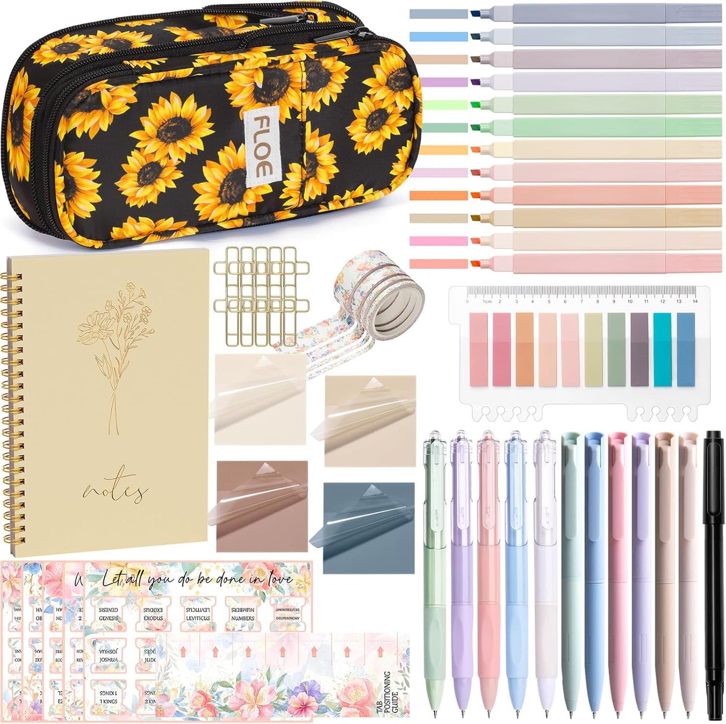 Skiennix Bible Study Journaling Kit - Essential Christian Gifts for Women | Includes Pastel Highlighter & Notebook