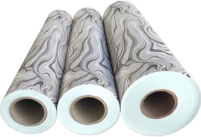 Jillson Roberts Bulk Gift Wrap, Everyday Gift Wrapping Supplies, Marbelized Silver, 1/2 Ream 417 feet x 24 inches