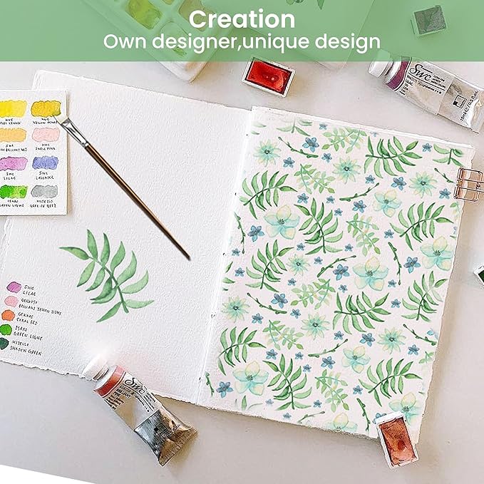 Softan Green Floral Twin Sheet Set, 3-Piece Cozy Botanical Microfiber Printed Fitted Bed Sheet with 15" Deep Pockets & Non-Slip Straps, Fresh Greenery Blooms Patterned Sheets & Pillowcase Set