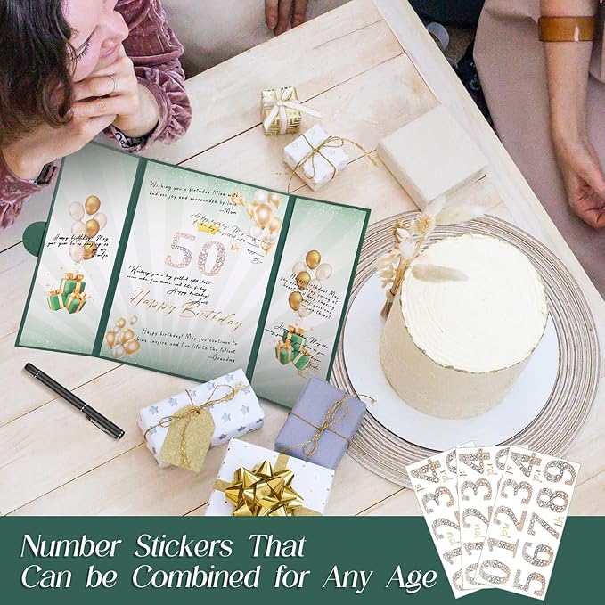 Green Gold Birthday Party Decorations,18" x 12" Creative Birthday Decorations Guest Sign in Book Alternative, for Men and Women of All Ages, Happy Birthday Party Supplies