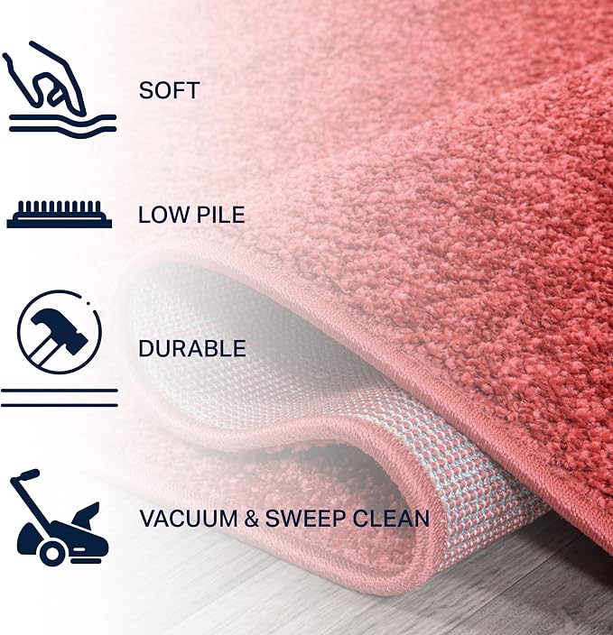 JONATHAN Y Haze Solid Low-Pile Red 4' Round Indoor Area Rug, Coastal,Bohemian,Minimalist,Classic, Easy-Cleaning for Living Room,Bedroom,Kitchen,Pet Friendly,Non-Shedding (SEU100E-4R)