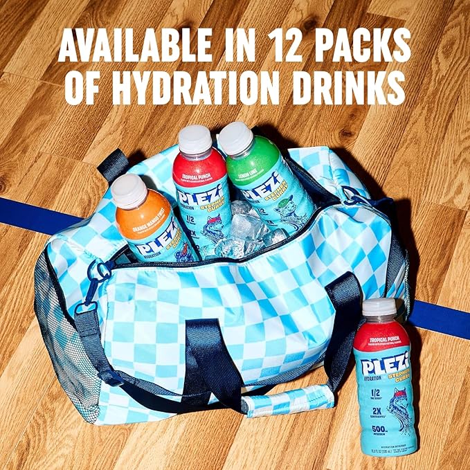 PLEZi Orange Mango Twist Hydration Drink x Stephen Curry - Sports Drinks with 2X Electrolytes - 500mg Potassium, Low Sugar, No Added Sugar - For Kids & Adults - 16.9 Fl Oz (12 Pack)