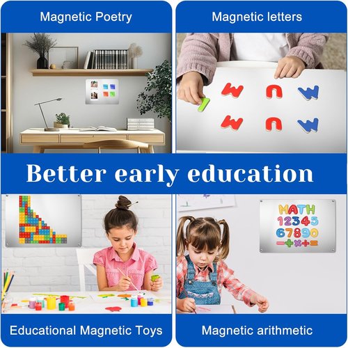 Molain Stainless Steel Magnetic Bulletin Board - 17.1" x 11.8" for Wall & Refrigerator | Perfect for Letters, Notes & Photos