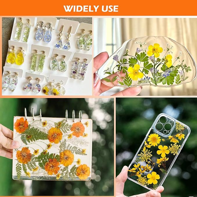 30Pcs Dried Pressed Natural Flowers for Resin Molds Real Pressed Flowers Dry Leaves Bulk Natural Herbs Kit for DIY Scrapbooking Art Crafts Jewelry Molds Candle Soap Making Nails Decor (Orange)