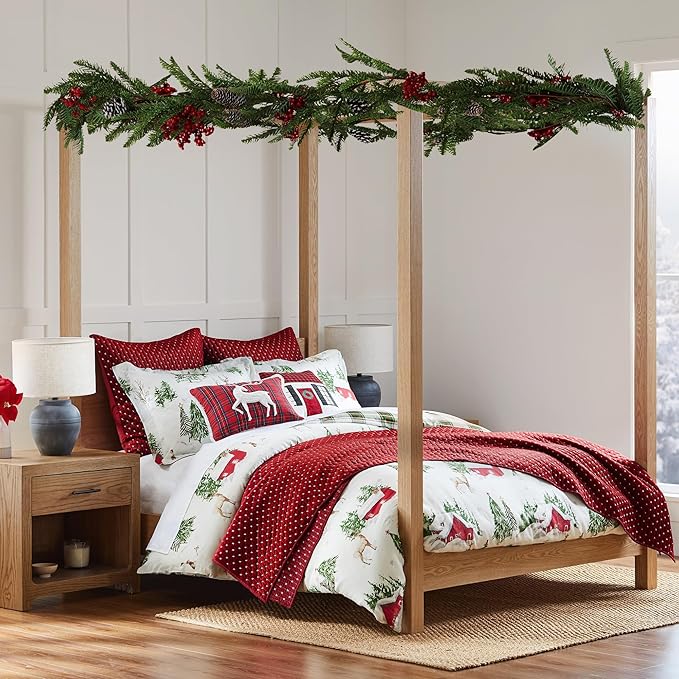 Levtex Home - Cross Stitch Velvet Red Quilt Set - King Quilt + Two King Pillow Shams - Cross Stitched Pattern - Quilt Size (106x92in.) and Pillow Sham Size (36x20in.) - Reversible