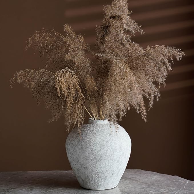 Rustic Terracotta Handle Flower Vase, Height 23cm/9.05in Vintage Clay Vases Farmhouse Decor, for Living Room Entryway Table Centerpiece Decor