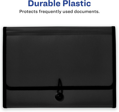 Avery Expanding File Folder Organizer - 13-Pocket Accordion Design | Black, Holds 425 Letter/A4 Sheets