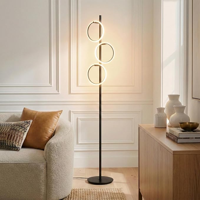 Brightech Saturn LED Tree Floor Lamp - Unique Design Matches Modern and Contemporary Decor - 3 Light Standing Pole Lamp- Tall Light for Living Room, Bedroom, and Office - Black