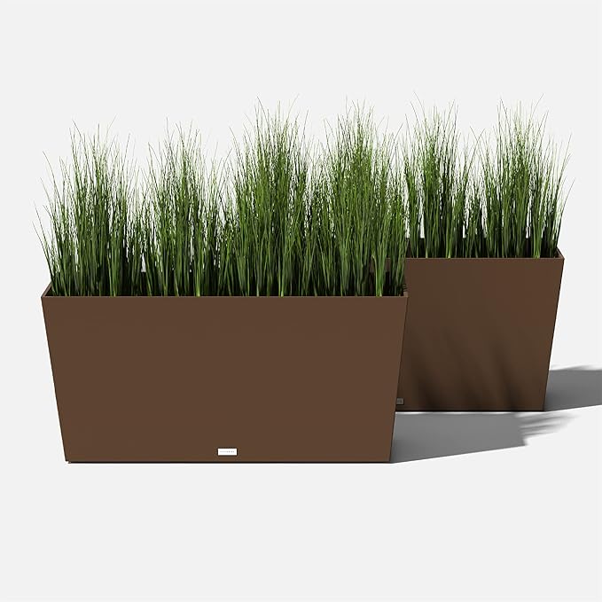 Veradek Pure Series Midori Trough Planter - Large Rectangular Planter for Indoor or Outdoor Deck/Porch | Durable All-Weather Use with Drainage Holes | Modern Decor for Shrubs, Flowers, Small Plants