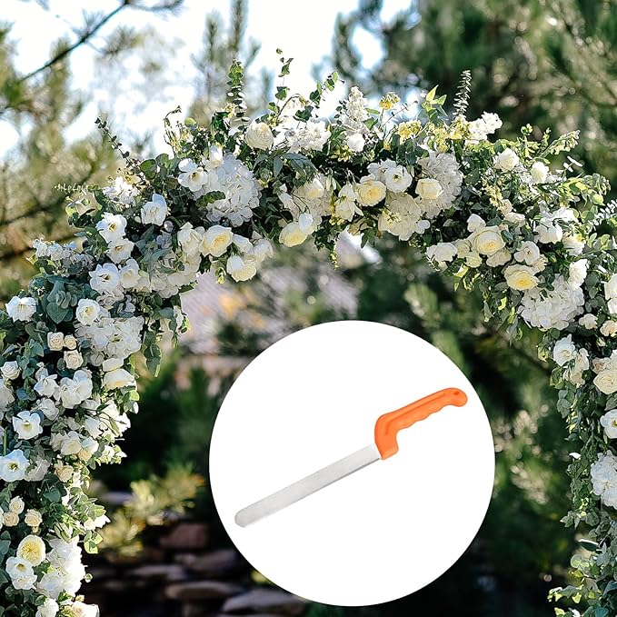 YOKIVE 1 Pcs Floral Foam Cutters, Iron Flowers Mud Bricks Handle Steel Cutters for Cut Flowers Blocks Cakes Fruit Florist (Orange, 14.2 Inch)