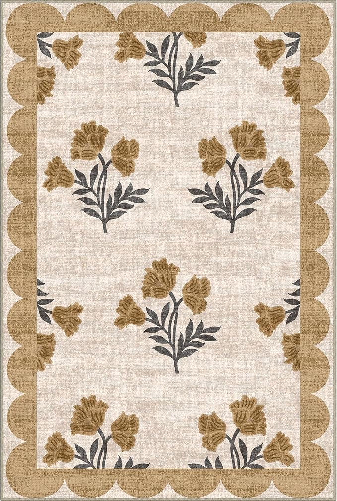 Front Door Mat Outside Entrance - 2x3 Spring Floral Non-Slip Washable Doormat Indoor Outdoor Door Mat Beige Vintage Farmhouse Entry Rug Small Throw Rugs for Entryway Kitchen Front Porch Decor