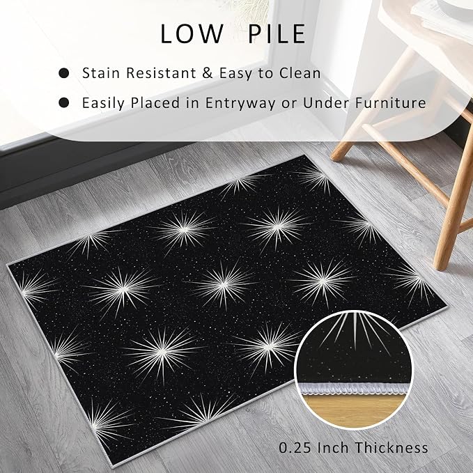 Starburst Rug 3x5 Mid Century Modern Retro Pattern Area Rugs for Living Room, Bedroom, Starburst Home Decor Accessories Indoor Carpet, Non Slip & Machine Washable