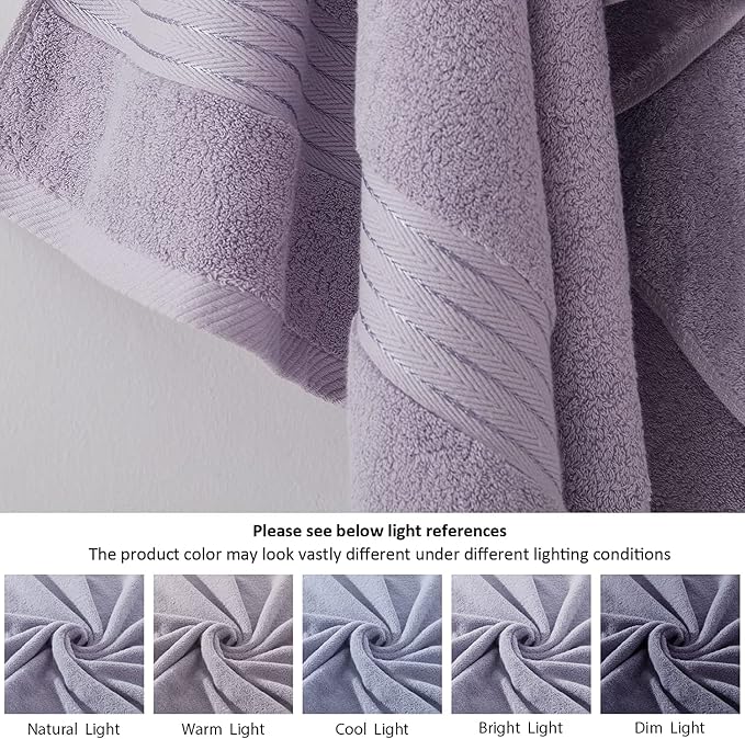 COZYART Lavender Luxury Bath Towels Set 3, Turkish Cotton Hotel Large Towels Bulk for Bathroom, Thick Bathroom Set of 3 with 1 Bath Towel, 1 Hand Towel, 1 Washcloths, 650 GSM.